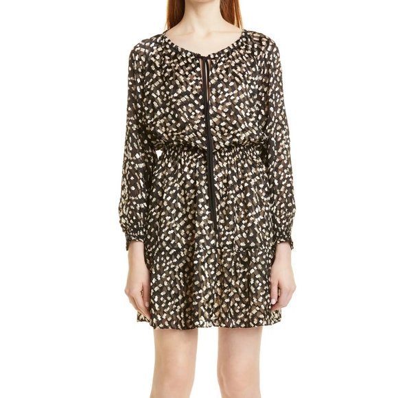 NWT Theory Silk Blend Tie-Neck Dress | Flowy for Brunch, Travel & Events - Picture 4 of 15